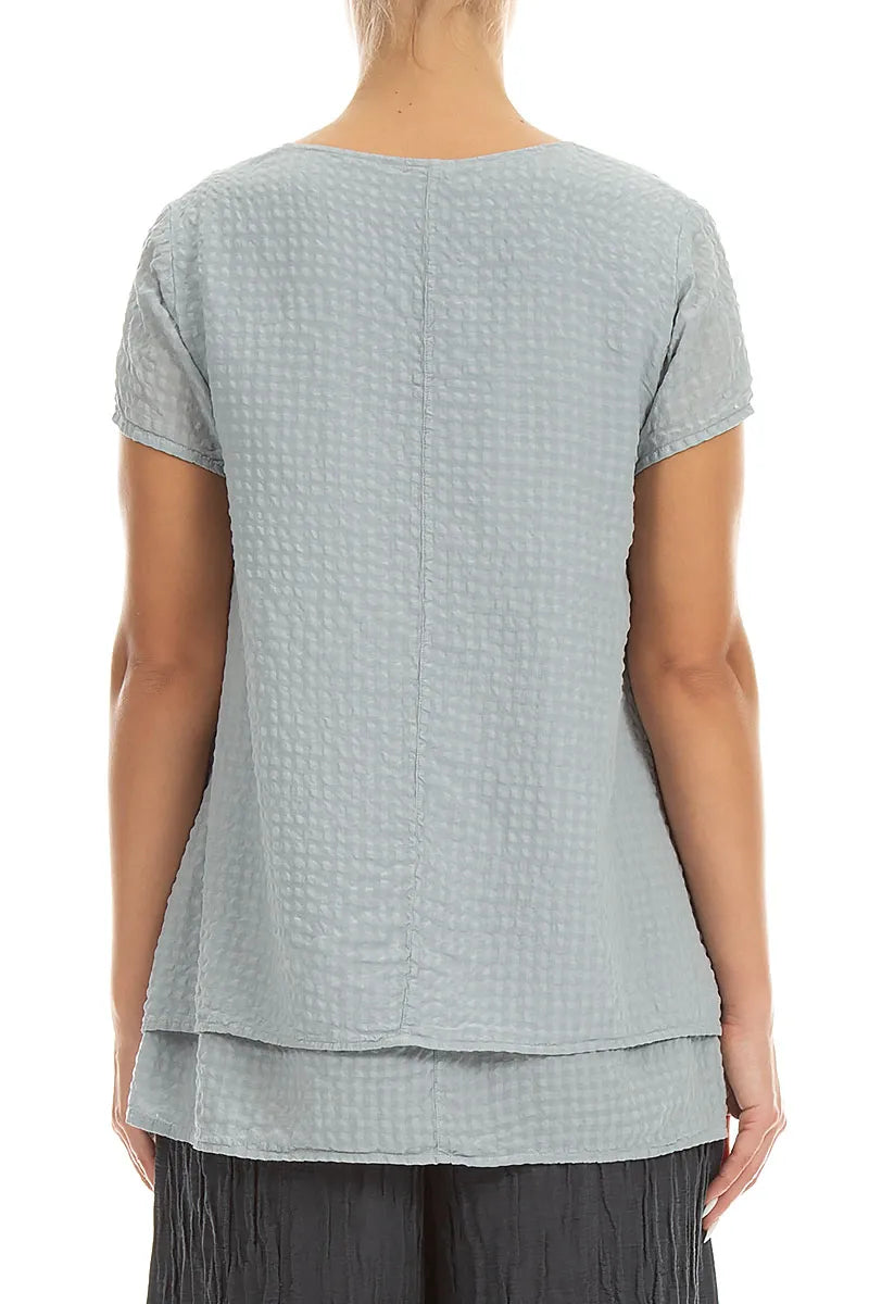 Layered Silver Grey Textured Silk Blouse 2