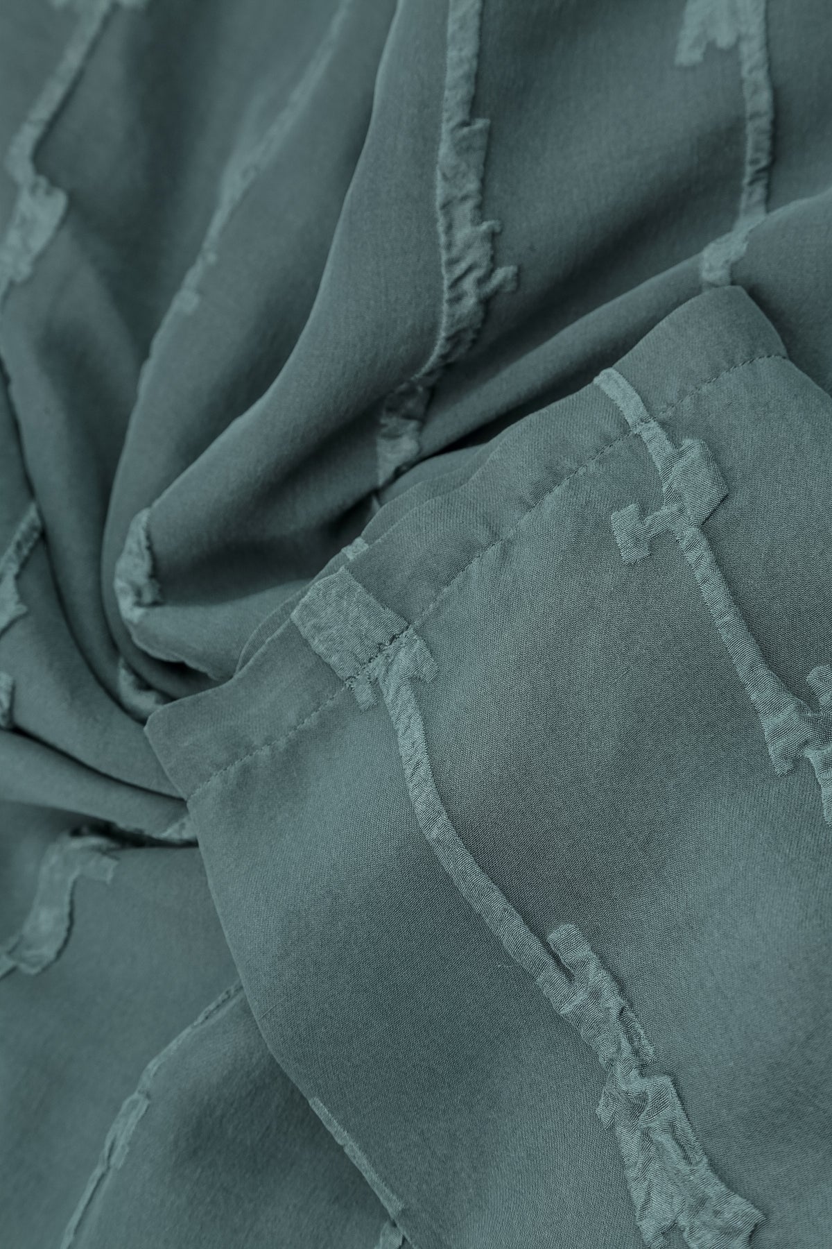 Layered Slate Raised Textured Silk Blouse 5