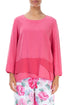Layered Textured Hem Raspberry Silk Linen Blouse 1