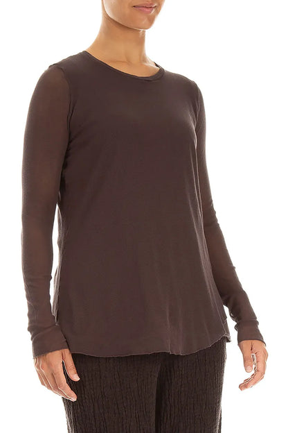 Layered Truffle Brown Mesh Cotton Top