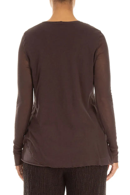 Layered Truffle Brown Mesh Cotton Top