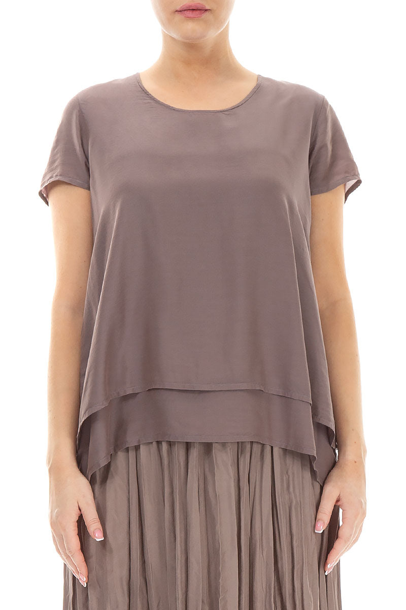 Layered Truffle Silk Bamboo Blouse 1