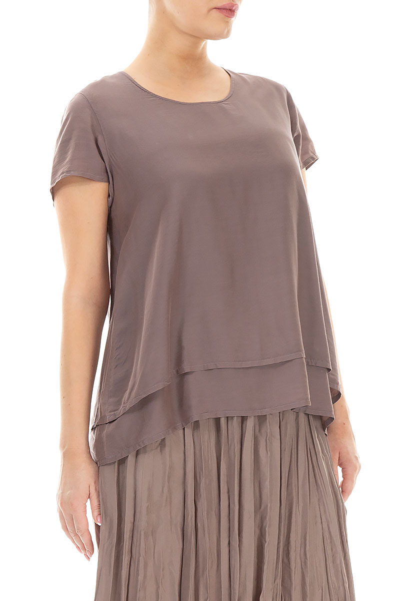 Layered Truffle Silk Bamboo Blouse 3