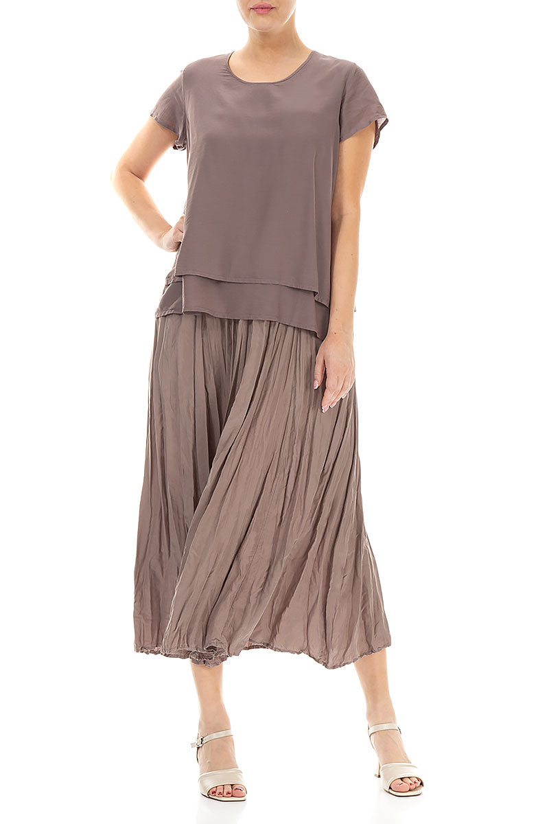 Layered Truffle Silk Bamboo Blouse 4