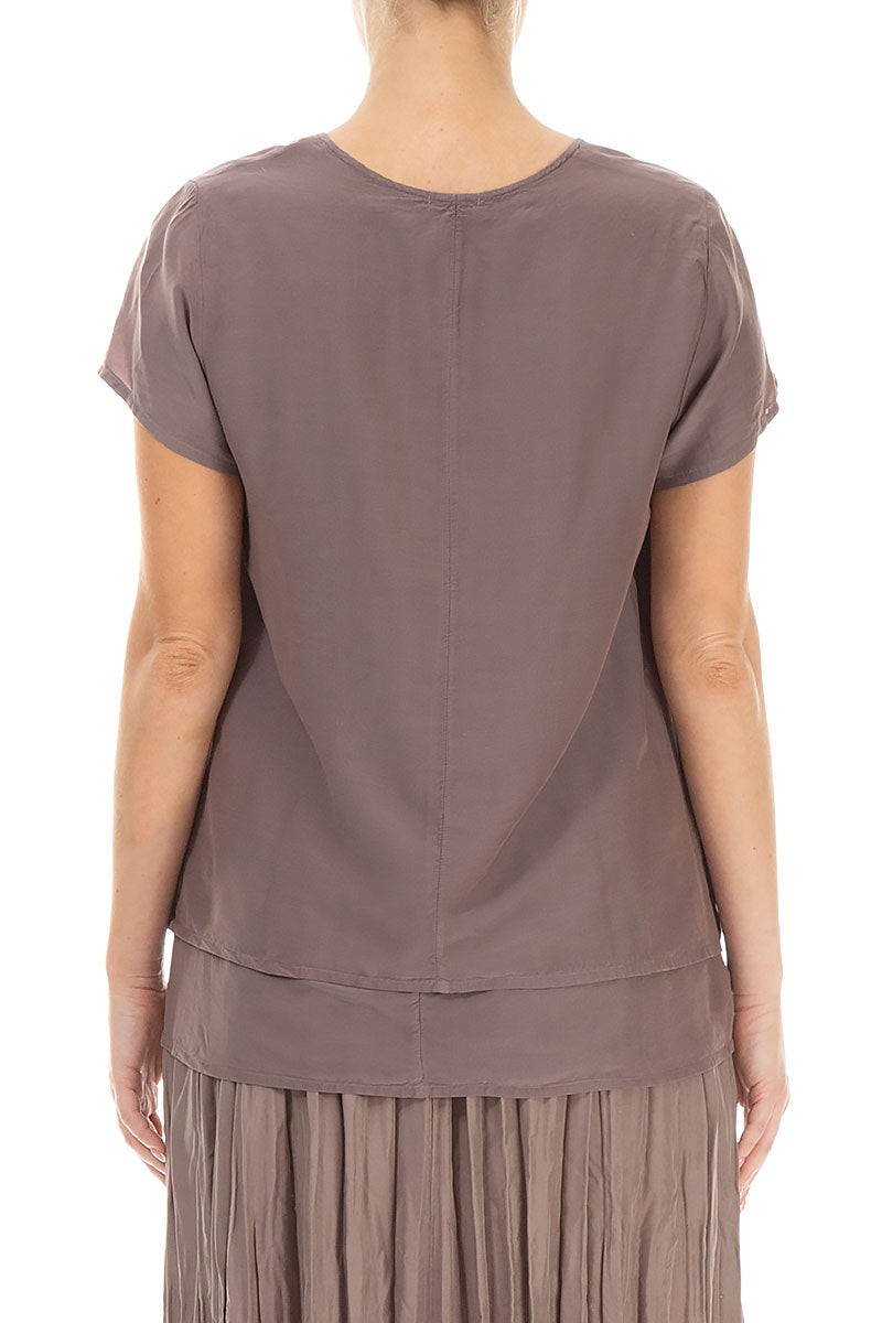 Layered Truffle Silk Bamboo Blouse 2