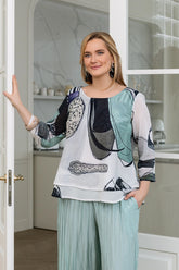 Layered Tumbled Stone Silk Cotton Blouse 1