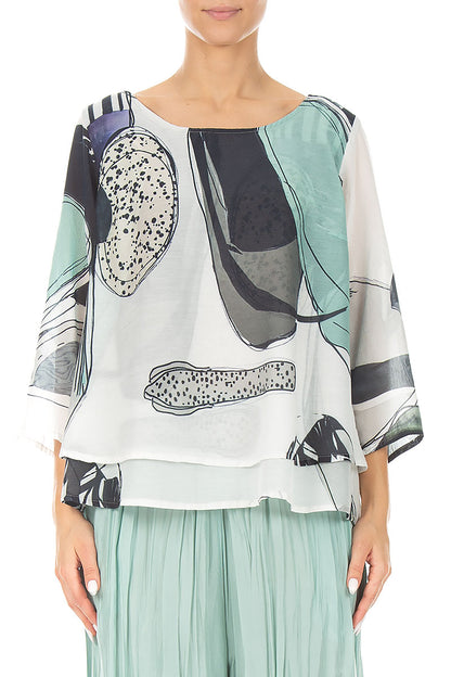 Layered Tumbled Stone Silk Cotton Blouse 2