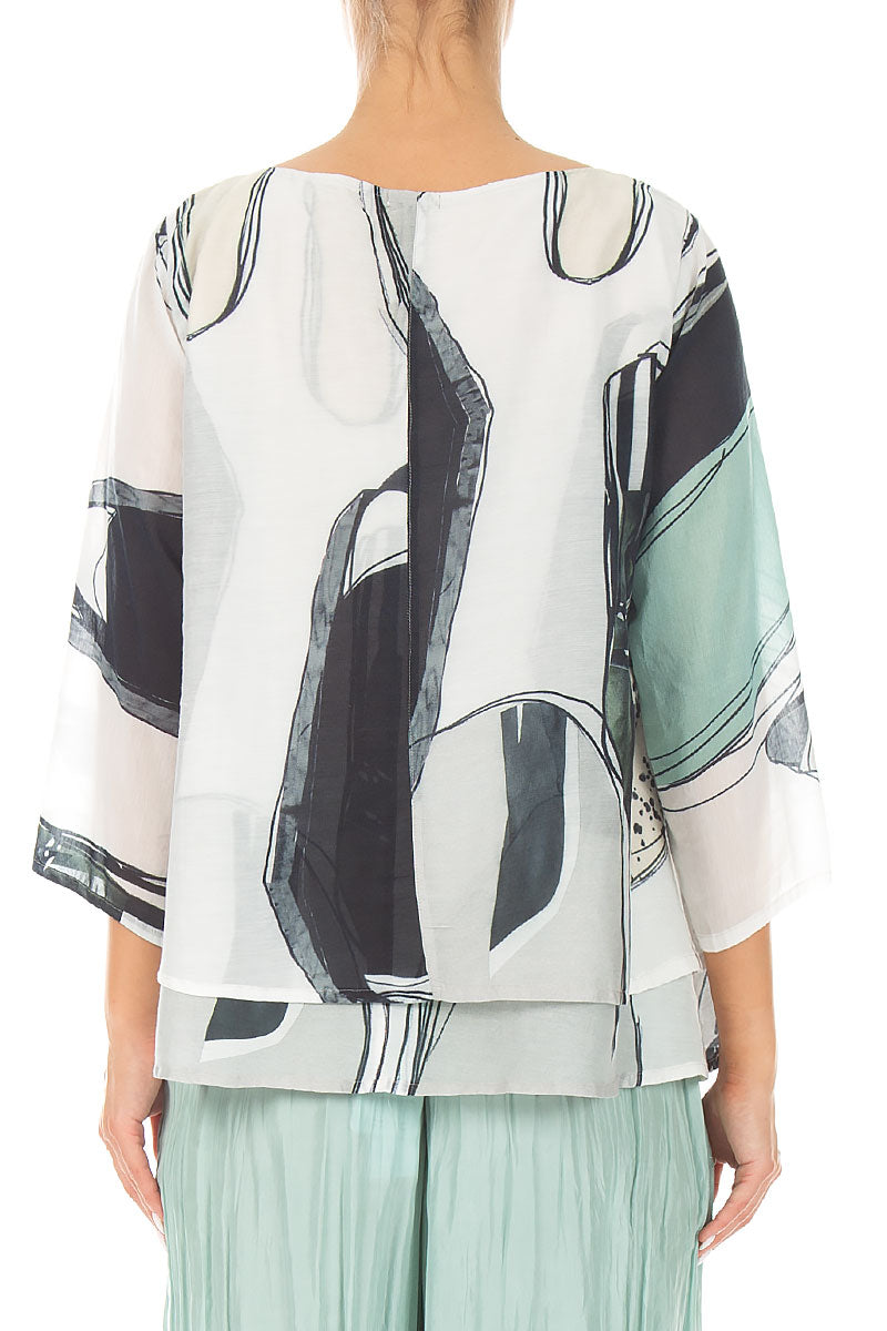 Layered Tumbled Stone Silk Cotton Blouse 3