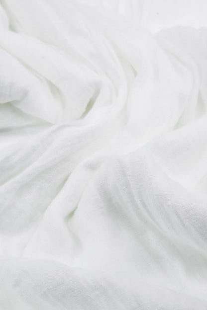 Layered Short Sleeves White Gauze Linen Blouse 5