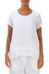 Layered Short Sleeves White Gauze Linen Blouse 1