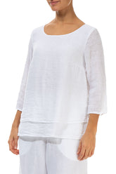 Layered White Gauze Linen Blouse 3