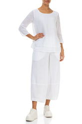 Layered White Gauze Linen Blouse 4