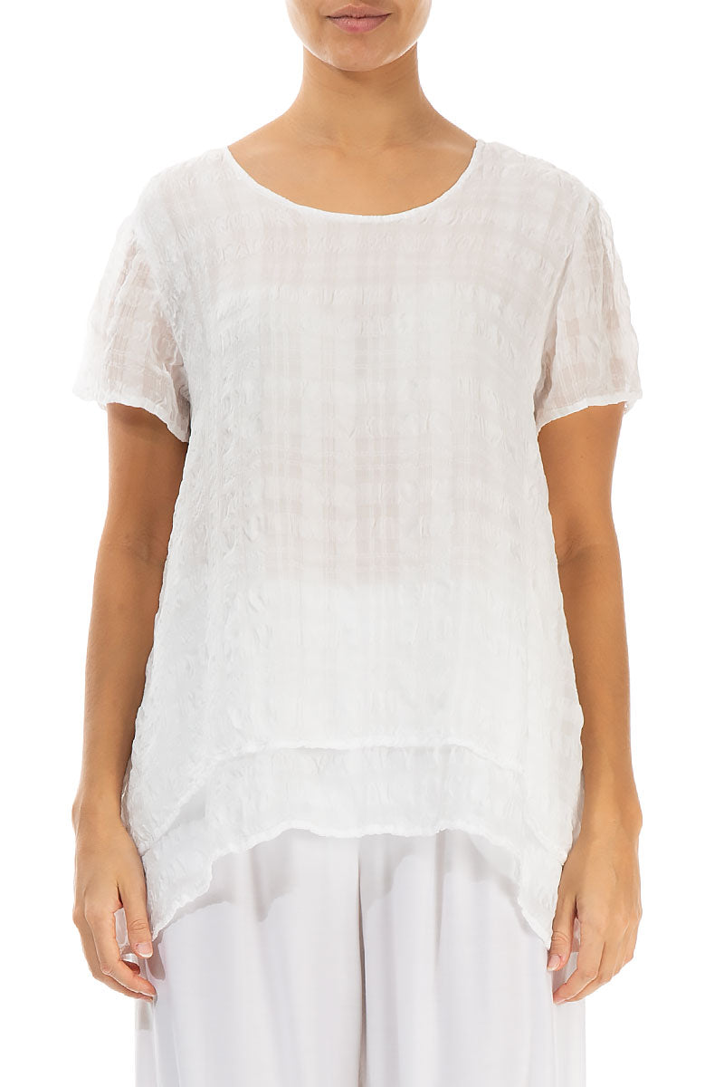 Layered White Light Silk Blouse 1