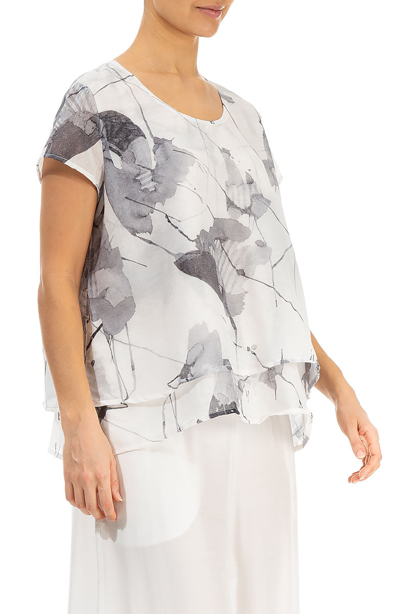 Layered White Mirage Silk Cotton Blouse 3