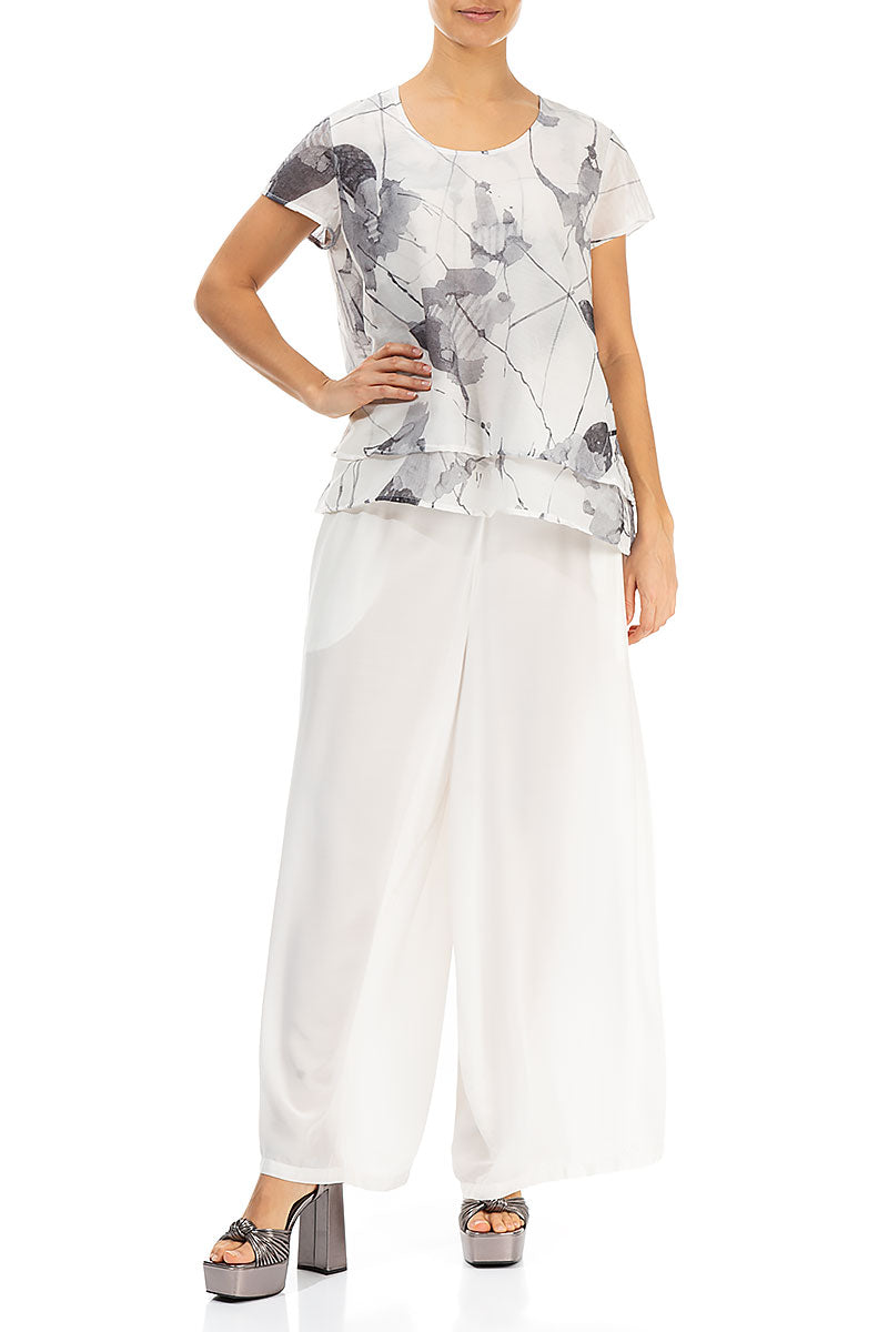 Layered White Mirage Silk Cotton Blouse 4