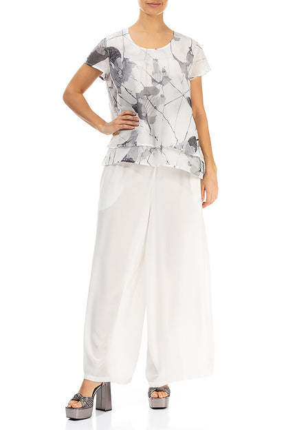 Layered White Mirage Silk Cotton Blouse 4
