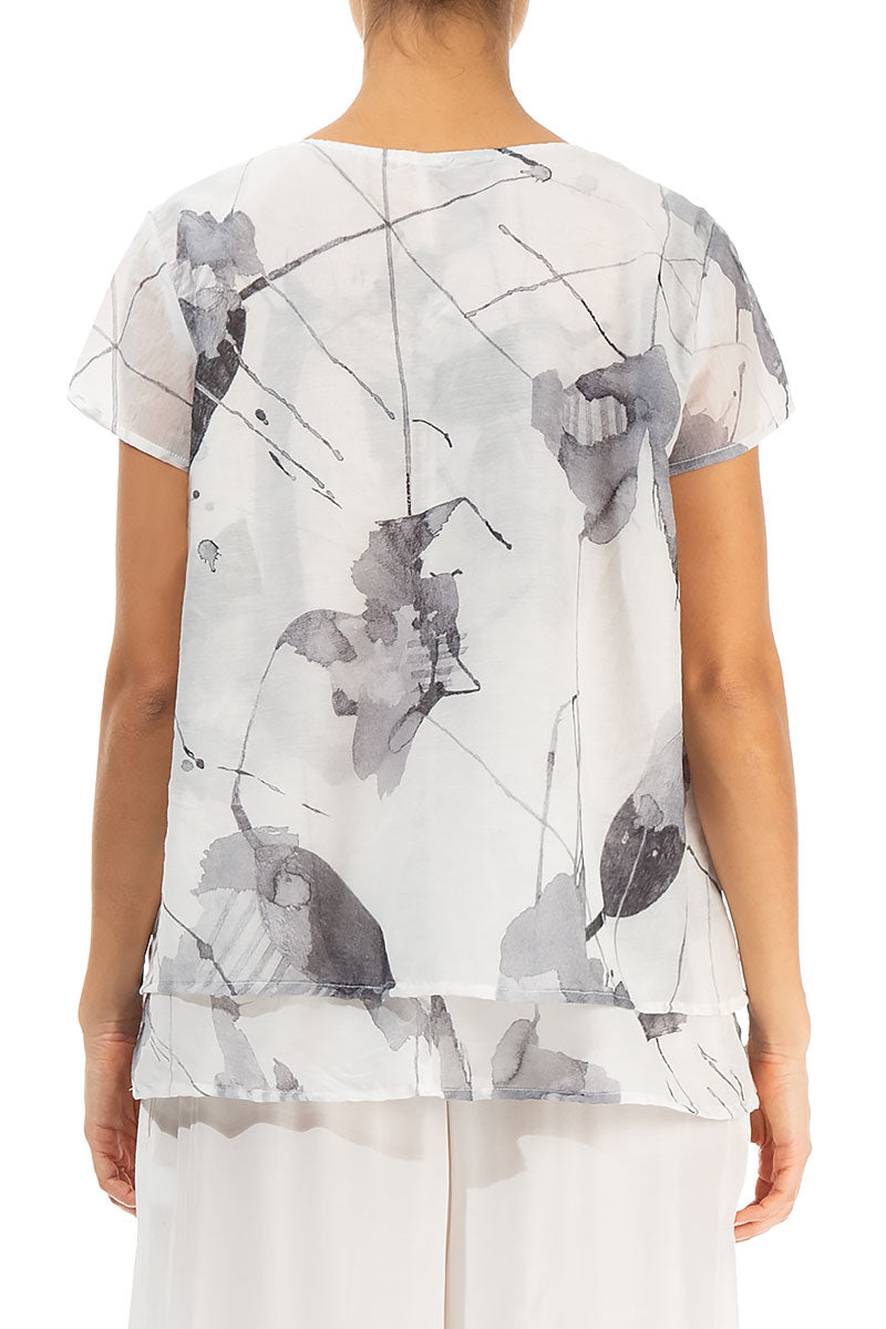 Layered White Mirage Silk Cotton Blouse 2