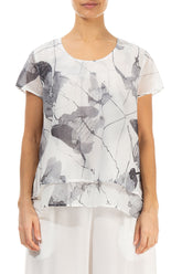 Layered White Mirage Silk Cotton Blouse 1