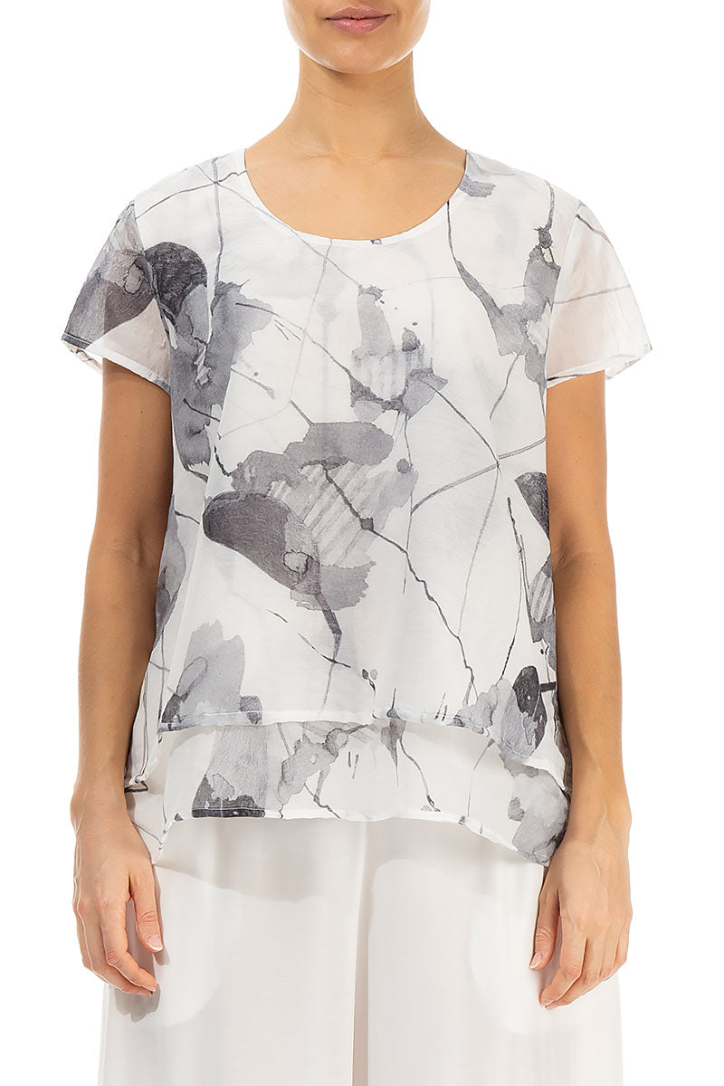 Layered White Mirage Silk Cotton Blouse 1