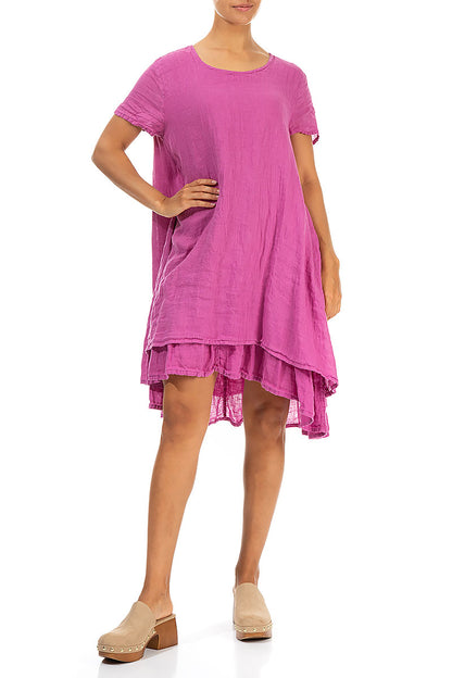 Layered Wild Berry Gauze Linen Dress 3