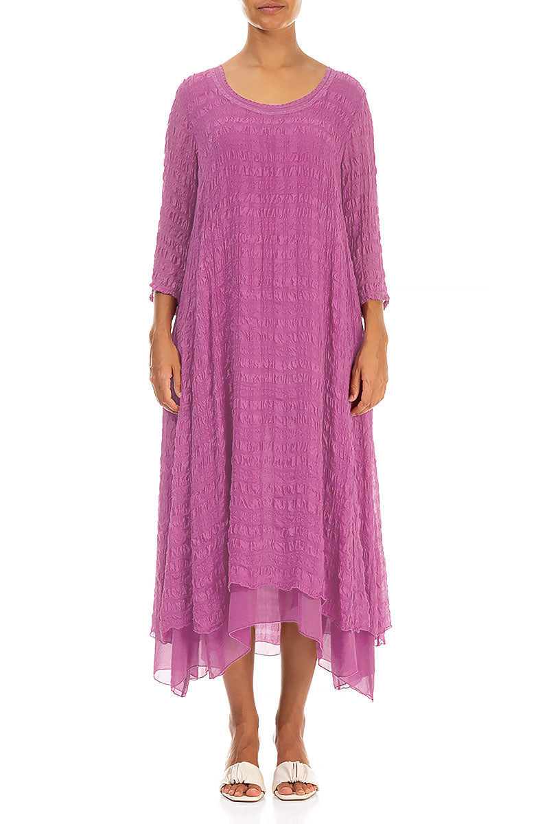 Layered Wild Berry Textured Light Silk Dress 1
