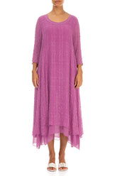 Layered Wild Berry Textured Light Silk Dress 1