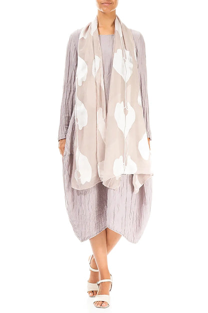 Leaves Beige Silk Scarf 2