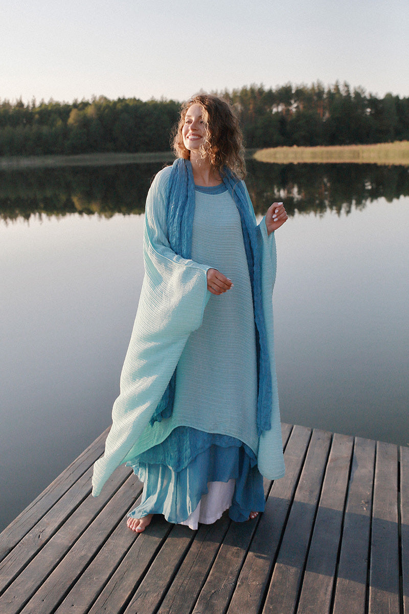 Lightweight Denim Textured Silk Scarf 5