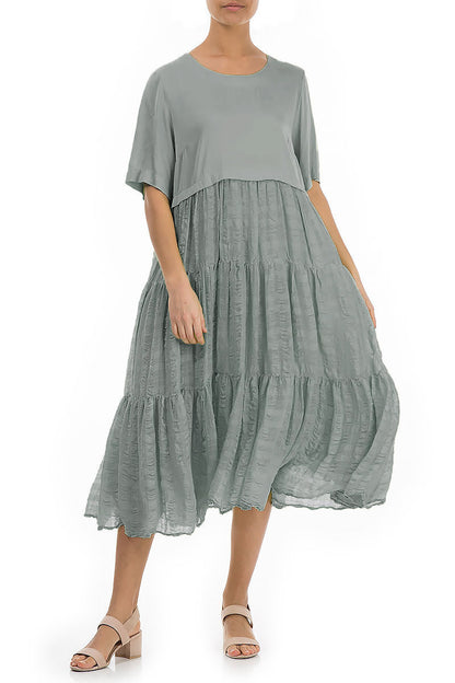 Lightweight Grey Sage Silk Dress 3