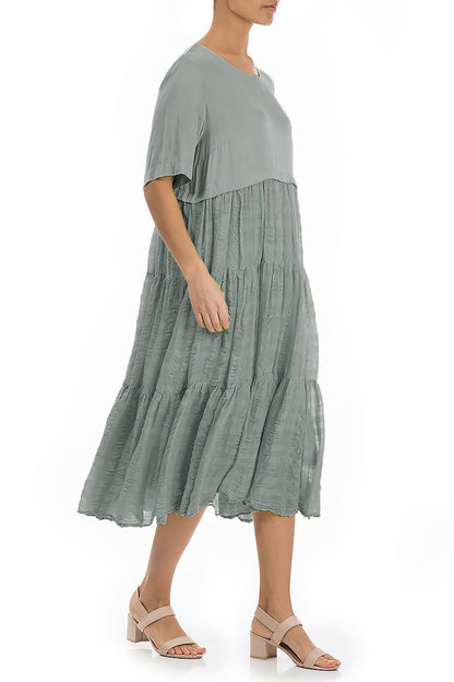 Lightweight Grey Sage Silk Dress 4