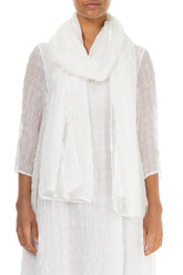 Lightweight White Textured Silk Scarf 1