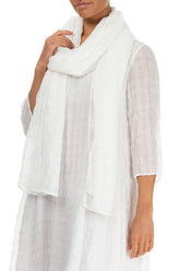 Lightweight White Textured Silk Scarf 3