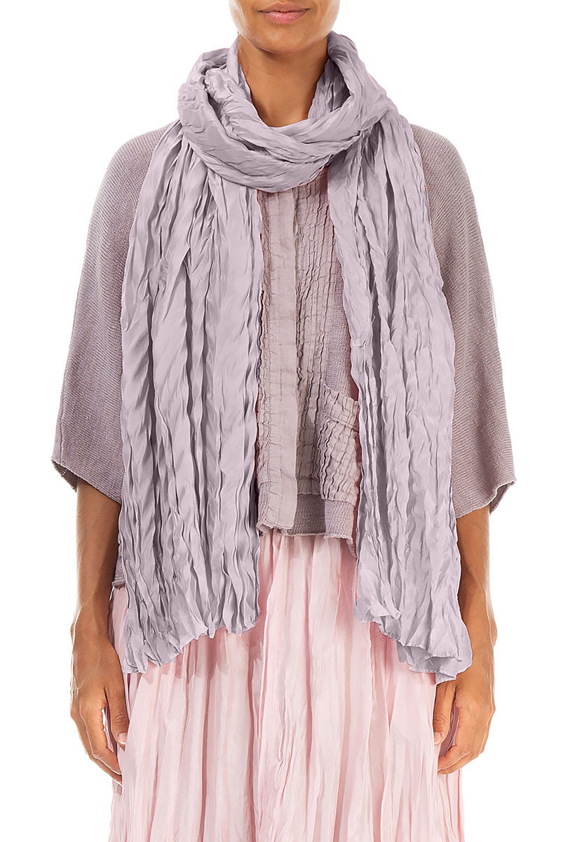 Lilac Crumpled Pure Silk Scarf