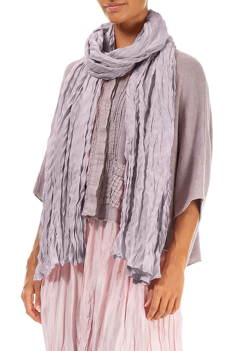 Lilac Crumpled Pure Silk Scarf