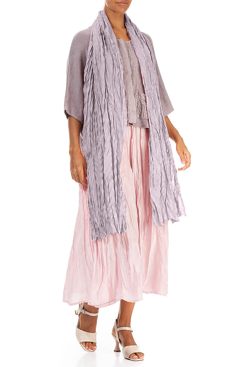Lilac Crumpled Pure Silk Scarf