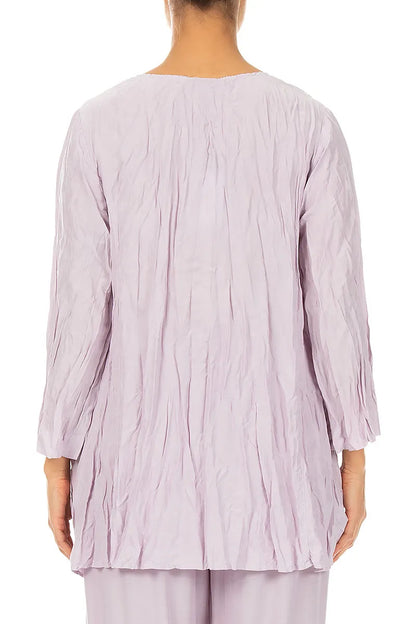 Lilac Crumpled Pure Silk Tunic 2
