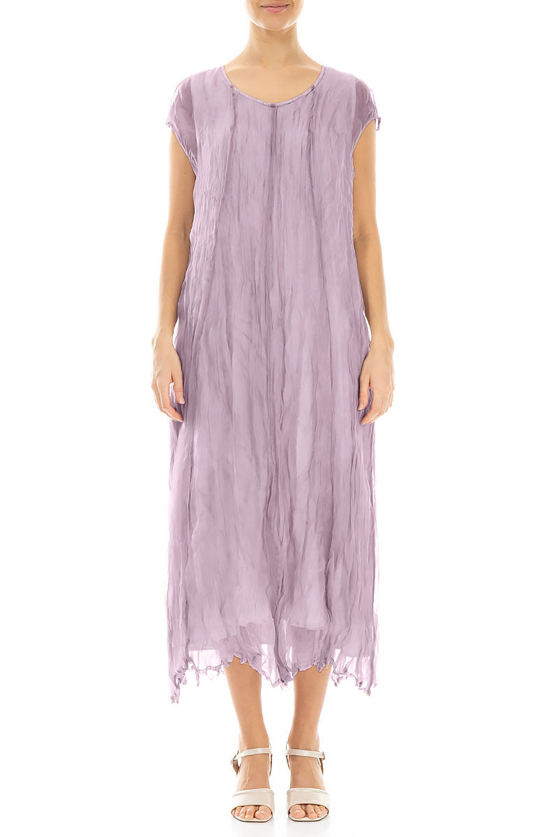 Lilac Crumpled Silk Chiffon Dress 1