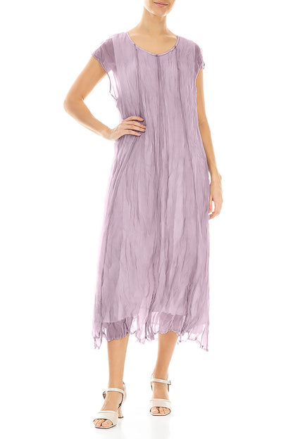 Lilac Crumpled Silk Chiffon Dress 4