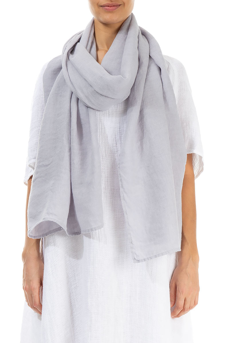 Lilac Grey Soft Gauze Linen Scarf 1