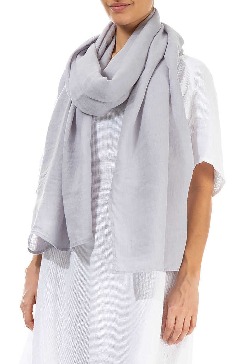 Lilac Grey Soft Gauze Linen Scarf 3