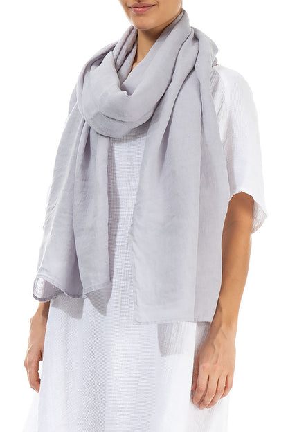 Lilac Grey Soft Gauze Linen Scarf 3