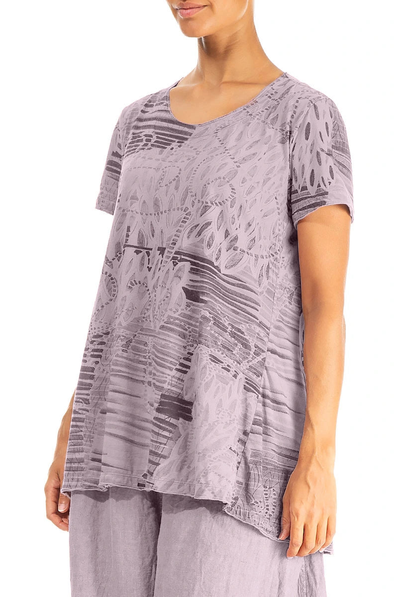 Lila Serenity Tunika-Top aus Baumwolljersey