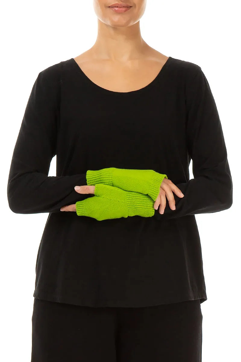 Lime Green Soft Wool Arm Warmers