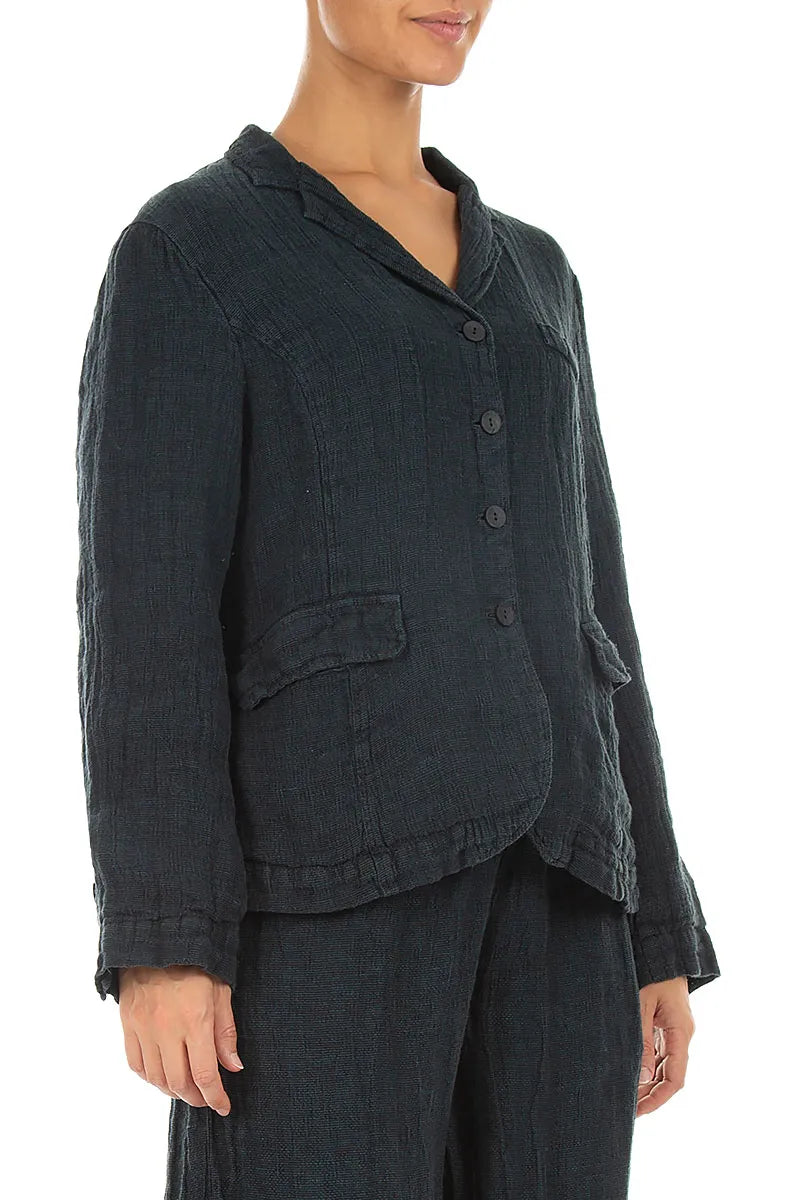 Lined Slate Mélange Linen Jacket 3