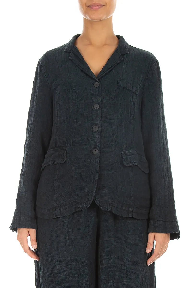 Lined Slate Mélange Linen Jacket 1