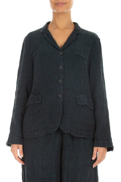 Lined Slate Mélange Linen Jacket 1