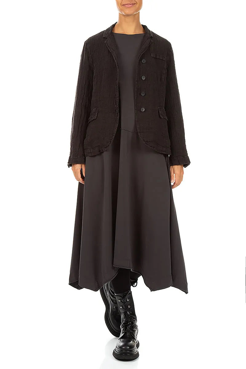Lined Truffle Brown Mélange Linen Jacket