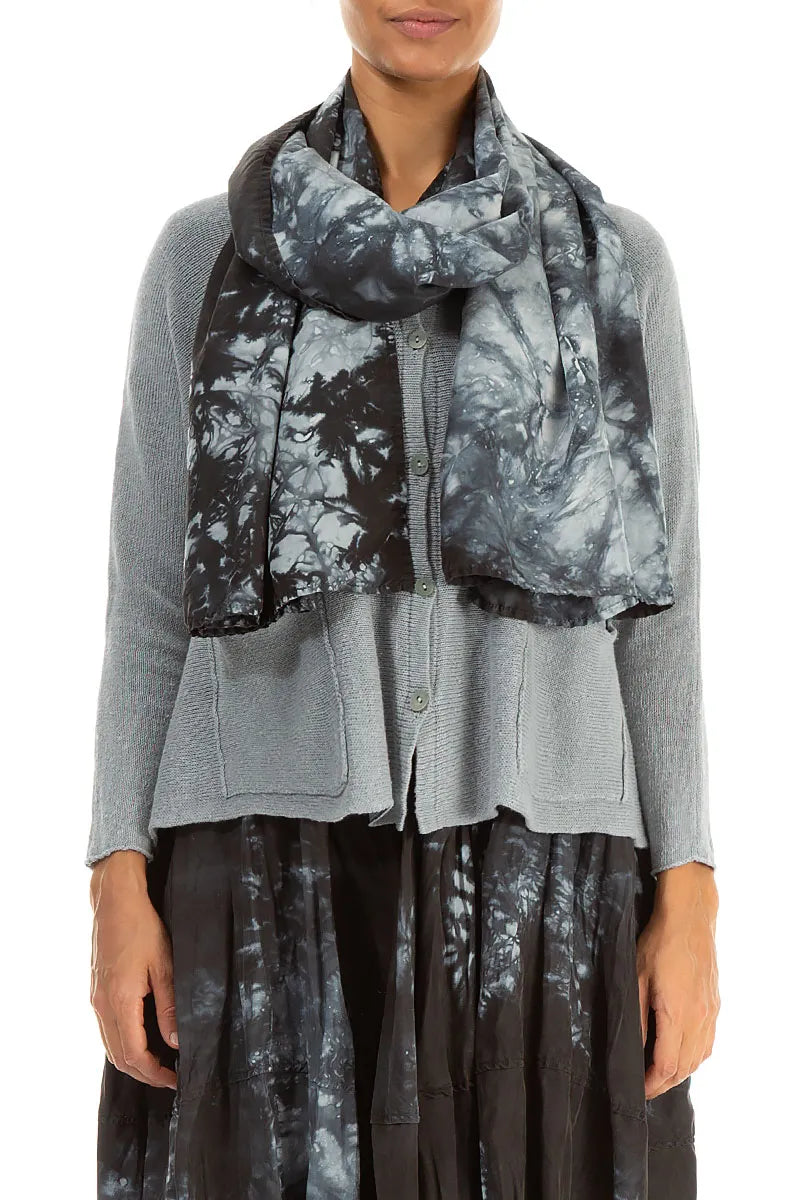 Liquid Charcoal Pure Silk Scarf