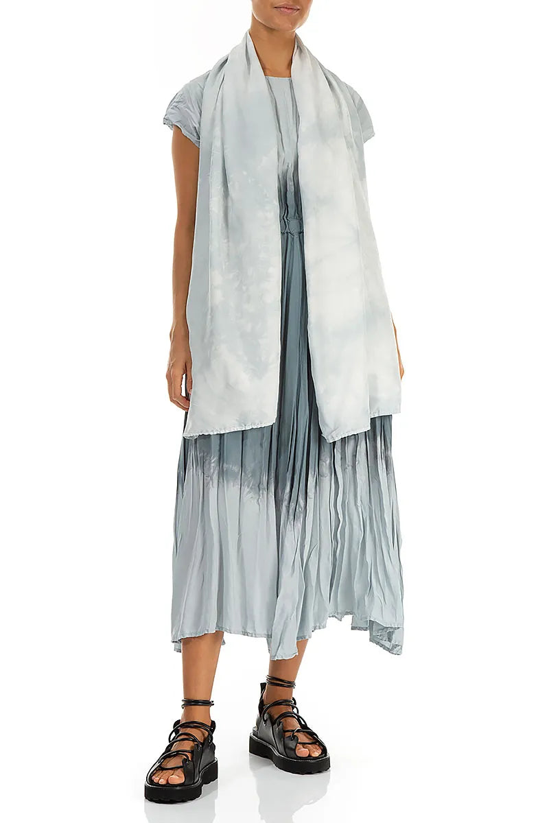 Liquid Silver Pure Silk Scarf