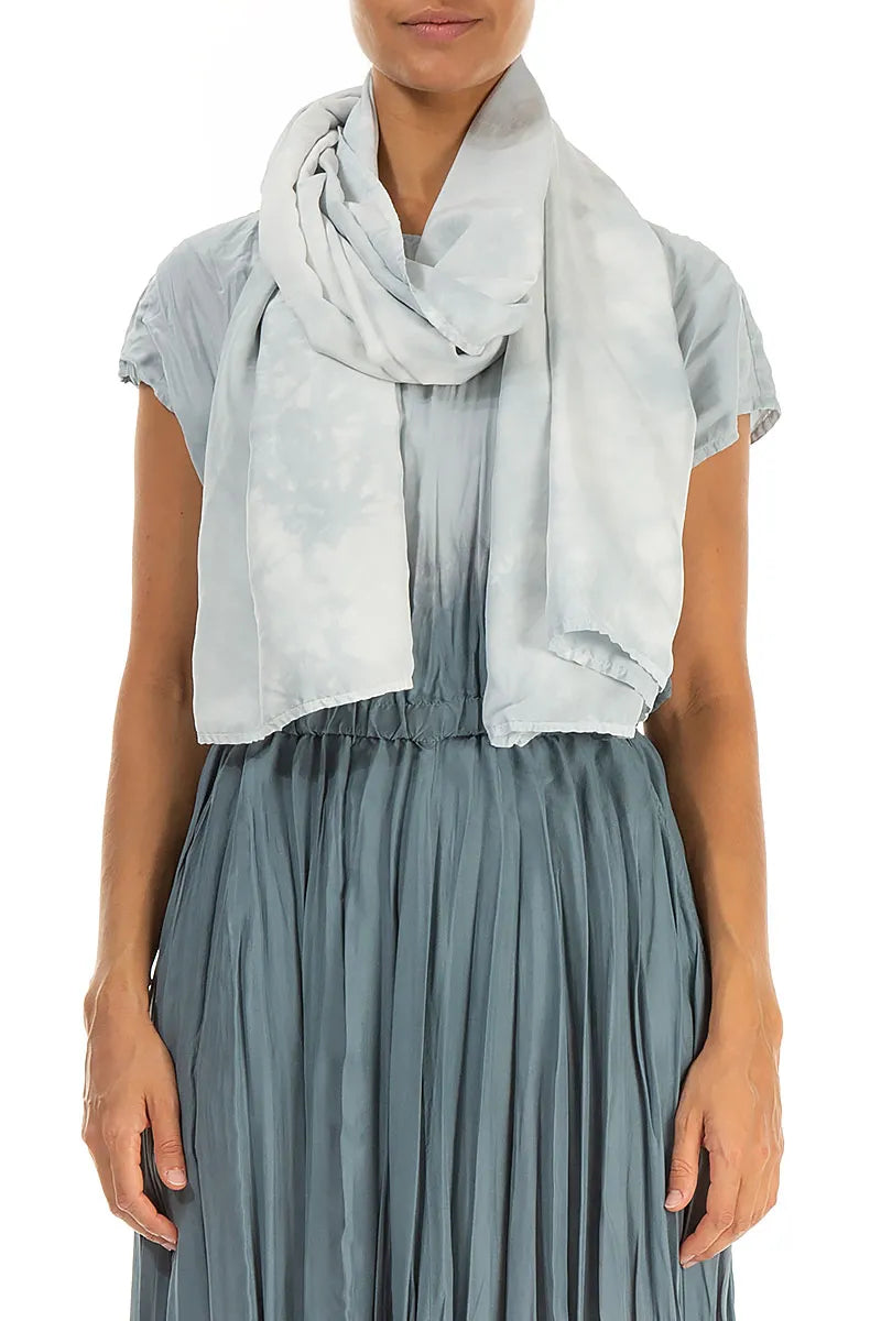 Liquid Silver Pure Silk Scarf